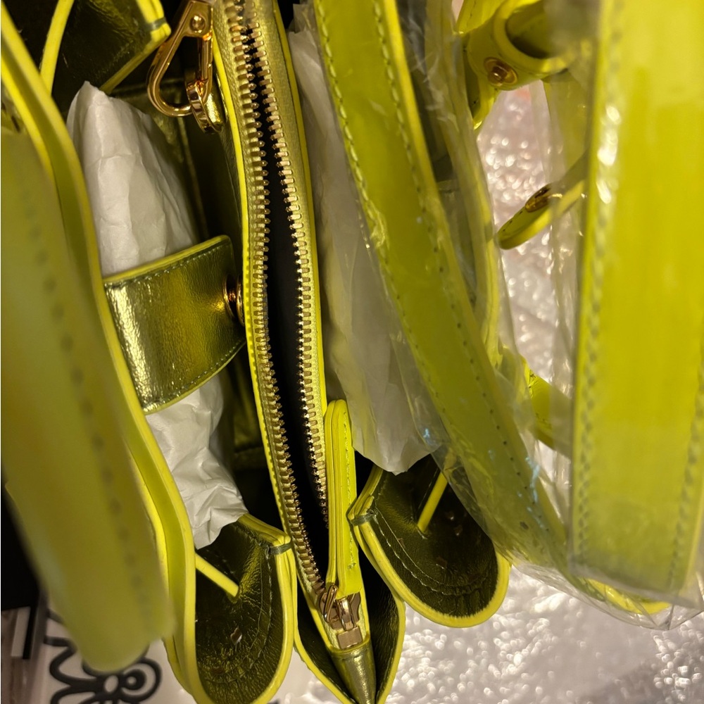 MCM Yellow Mini Bag with Geometric Perforations - Picture 4 of 10
